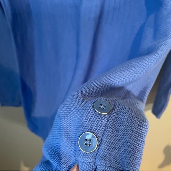 Talbots Blue Mixed Stitch Button Detail Tunic Sweater - women’s‎ size Large EUC - Picture 3 of 7